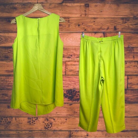 Lew Magram Neon Lime Green Top & Bottom Set Size 14 - Picture 2 of 16